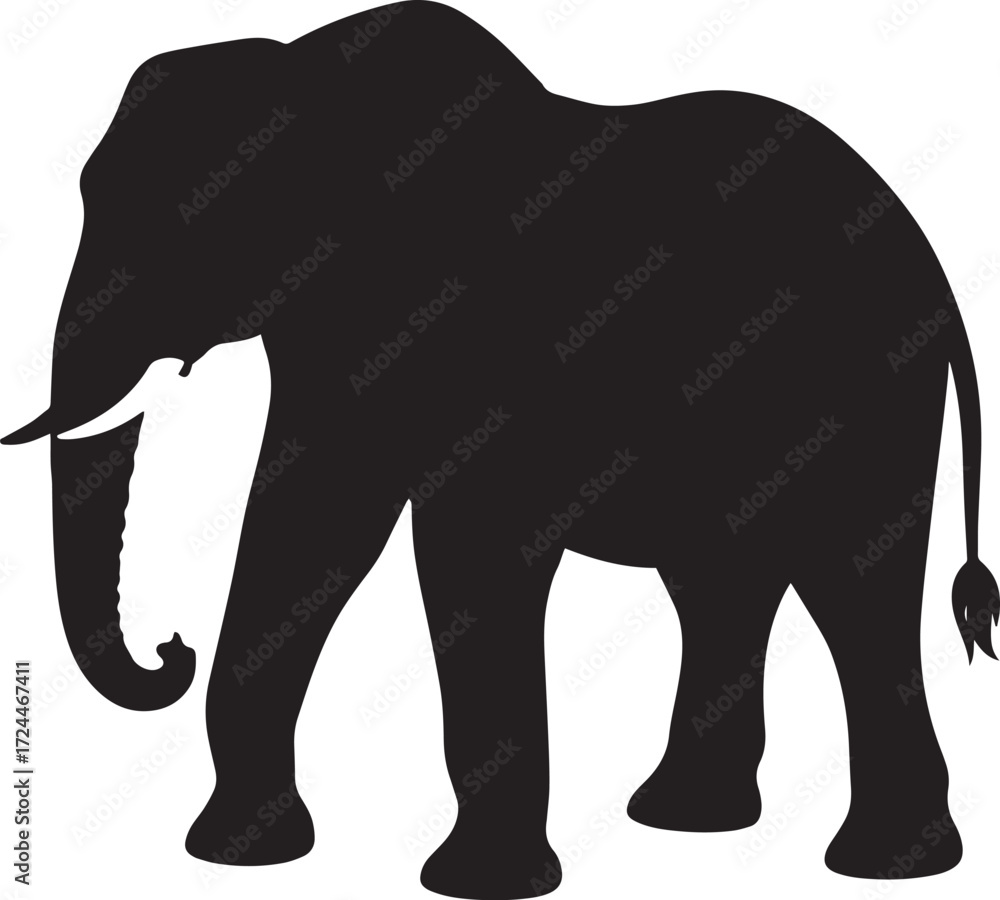 Fototapeta premium Safari Elephant Silhouette Vector Illustration