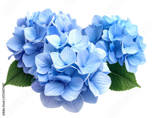 Light blue hydrangea blossoms cluster
