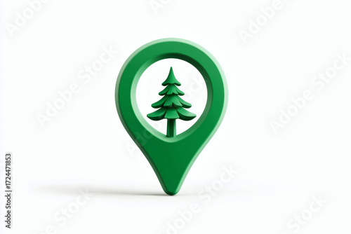 Free Download Eco-friendly location marker with forest design representing a sustainable travel spot - GFXLoad