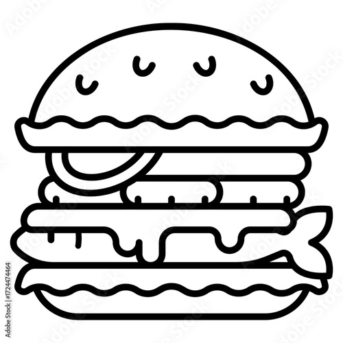 Fish Burger Line Icon