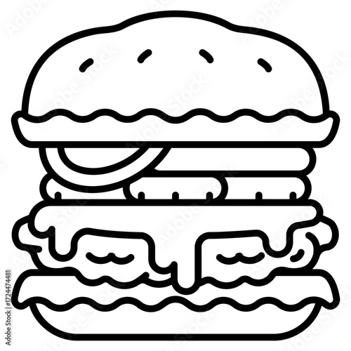 Chicken Burger Line Icon