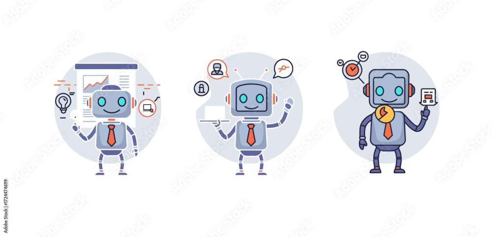Fototapeta premium business automation robot presenting growth charts customer service data management a digital future for efficiency and productivity