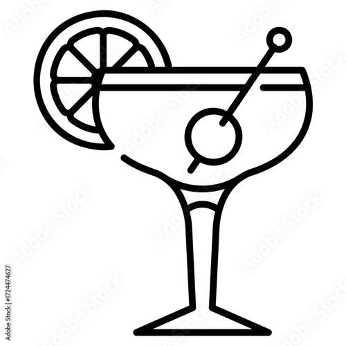Martini Cocktail Line Icon