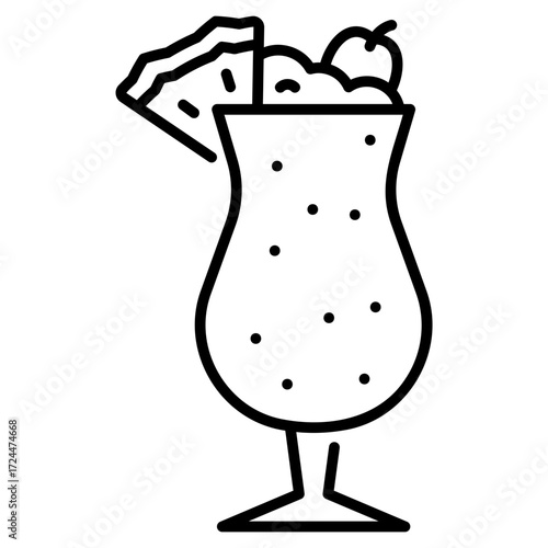 Piña Colada Cocktail Line Icon