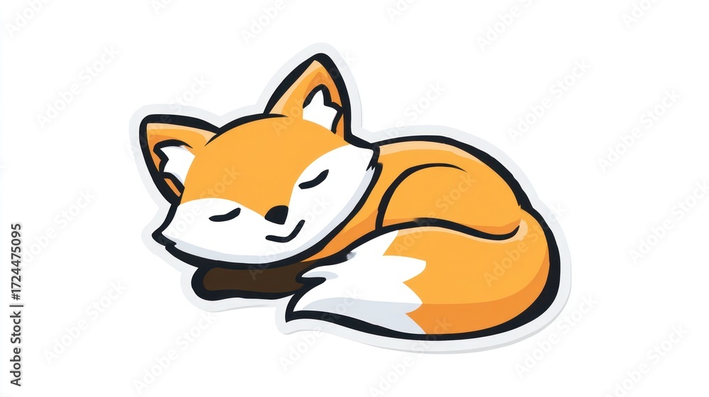 Obraz premium Cute sleeping fox illustration