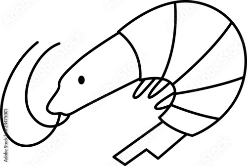 Vector Illustration of a Shrimp. Simple Outline Shrimp Coloring Page