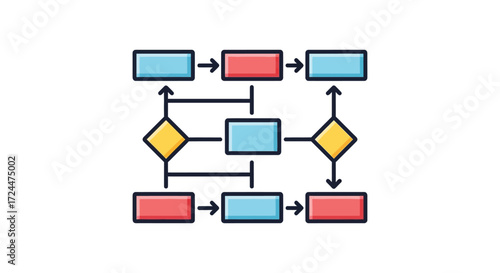 business process flowchart showing decision making suitable for illustrating complex workflows and iterative strategies ideal for presentations  training