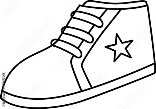 Vector Illustration of Shoes. Simple Outline Shoes Coloring Page
