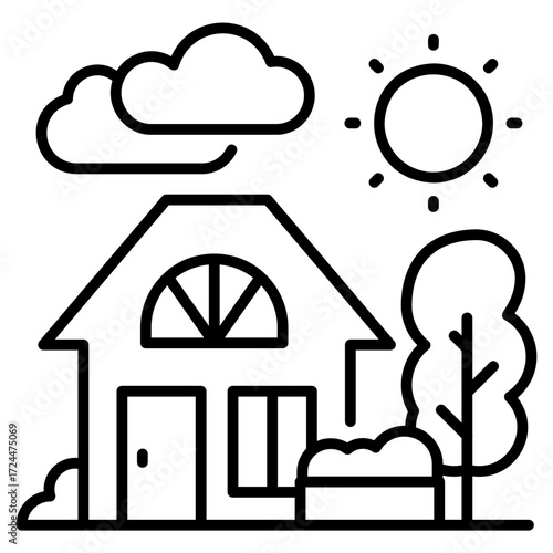 Country Farm House Line Icon