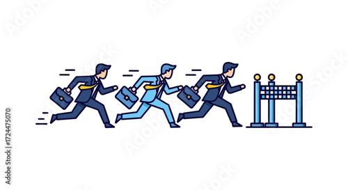 business race businessmen running to finish line pursuing career goals in competitive environment illustrating success competition and corporate ambition