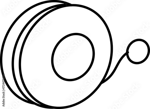 Vector Illustration of Yo-yo. Simple Outline Yo-yo Coloring Page
