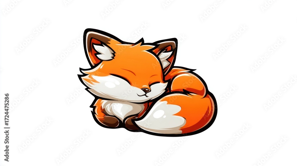 Obraz premium Cute sleeping fox illustration