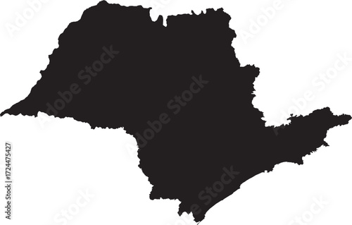 Sao Paulo, Brazil State Map Silhouette Isolated