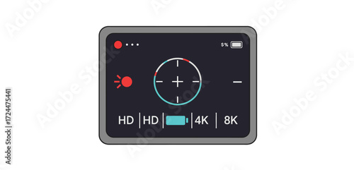 camera display showing 4k video resolution for filmmaking capturing high quality footage perfect for broadcast media and content creation