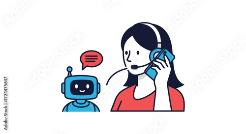 chatbot support assistant helping customer on phone providing ai assistance and tech support perfect for a help desk or customer service website