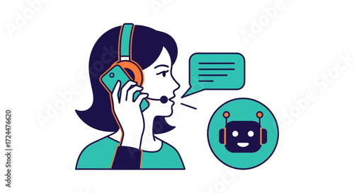customer support chatbot answering queries a call center worker assists representing ai customer service for tech and business solutions