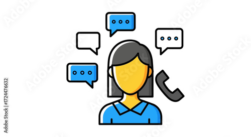 Customer support representative assisting clients via phone and chat offering solutions and guidance for effective communication and service.