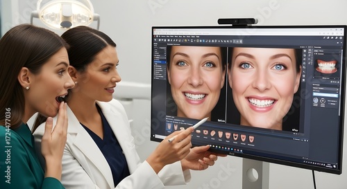 Dentist Showing Patient Results On Screen