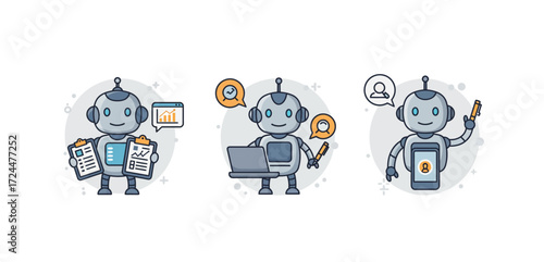 digital assistant robot managing tasks reviewing data analysis reports and scheduling appointments enhancing workflow efficiency in ai-powered service
