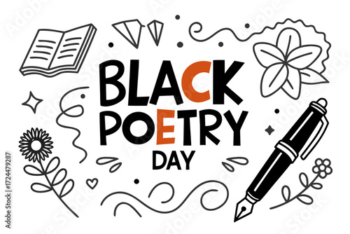 BLACK POETRY DAY vector illustration