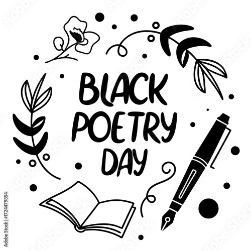 BLACK POETRY DAY vector illustration