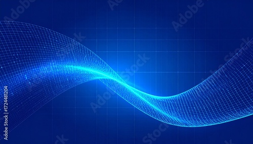 Abstract blue futuristic technology background with a flowing digital wave pattern