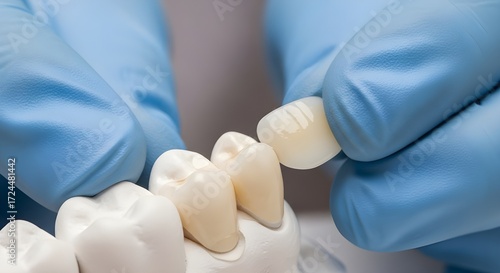Dentist Holding A Zirconia Bridge Prosthesis