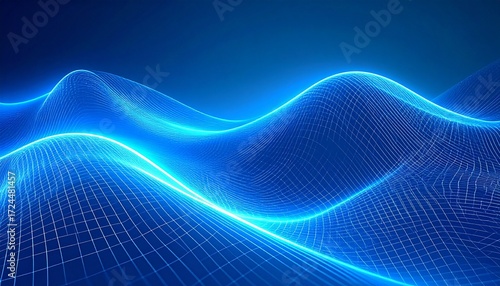 Abstract blue wave vector design with futuristic lines and light digital technology concept
