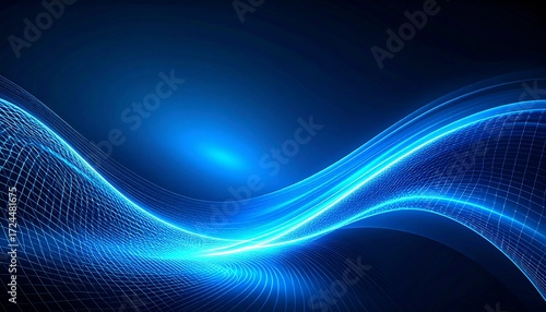 Abstract futuristic blue light wave motion with a flowing line pattern