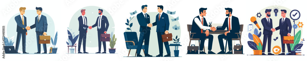 Obraz premium Business Handshake Partnership and Agreement Collaboration Illustration