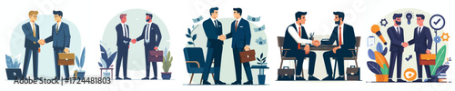Business Handshake Partnership and Agreement Collaboration Illustration