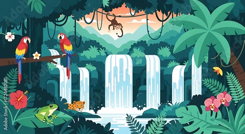 Jungle Waterfall Scene. (14)