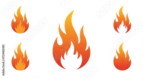 Fire Icon Set Illustration