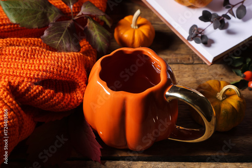 Cozy autumn pumpkin mug wit...