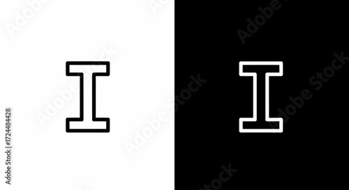 Letter I on Different Backgrounds: A minimalist and versatile graphic design features the letter I presented in contrasting backgrounds, one dark and one light, offering a simple and clean visual.