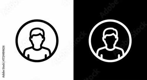 Portrait Profile Icons in Black and White: Clean, minimalistic portrait profile icons, presented in both black and white variants. This image embodies simplicity and versatility. 