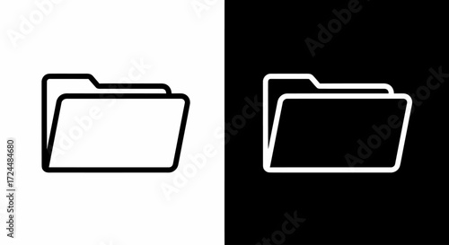 Folder Icon: A stark, minimalist folder icon is presented against both a black and a white backdrop. The simplicity of the design highlights the core concept.