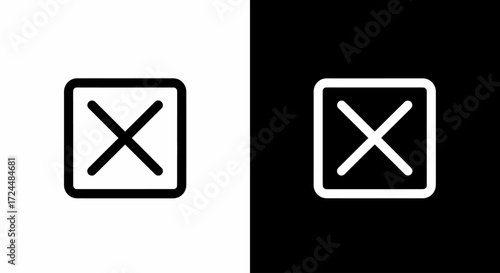 Prohibition Symbol: A stark, minimalistic visual of a prohibition symbol, a bold X within a square, rendered with clean lines and high contrast against a contrasting background.