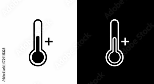 Thermometer Icon: A minimalist black and white icon of a thermometer, representing temperature and measurement.