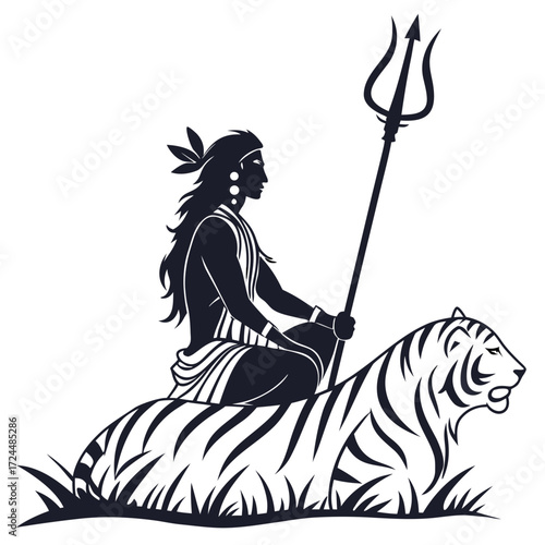 vector illustration of a tiger and lord shiva