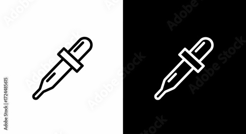 Precision Dropper: A simple, yet elegant design of a dropper against contrasting backgrounds (black and white), exuding clinical precision and modern aesthetic.