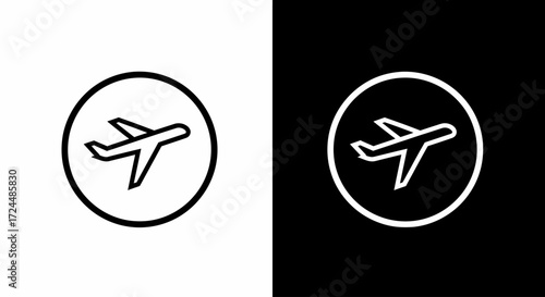 Airplane Icon: A simple yet striking graphic of an airplane icon against a contrasting background, representing air travel and movement.