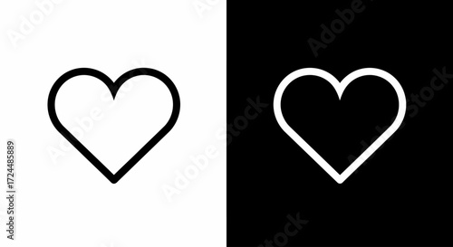 Abstract Heart Icon Set: Minimalist illustration of two distinct heart icons, a symbol of love and affection, with contrasting backgrounds and styles that speaks to the viewers.