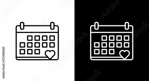 Love Date Calendar: A visual representation of love and romance, the calendar icon prominently features a heart, symbolizing affection and the anticipation of a special date or event.