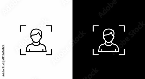 Face Recognition Technology: A minimalist representation of face recognition technology, a universal symbol signifying identification and digital security.