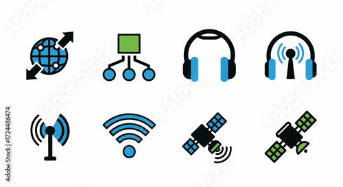 Connectivity Icons: A visual collection of meticulously crafted icons that represent a wide range of connectivity concepts and digital interactions, serving as versatile visual elements.