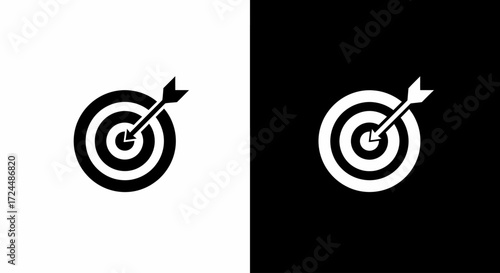 Target Arrow Icon: A minimal design features a black and white target, with a precision arrow at the center. The image symbolizes strategic focus and goal achievement.