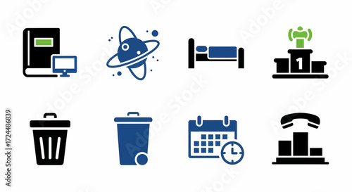 Icons of modern life: A visually engaging collection of graphic icons that depict various aspects of everyday living, capturing a modern, clean aesthetic.