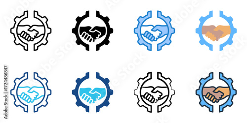 Cooperation icon set multiple style collection 
