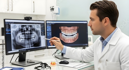 Dentist Comparing Digital Dental Models